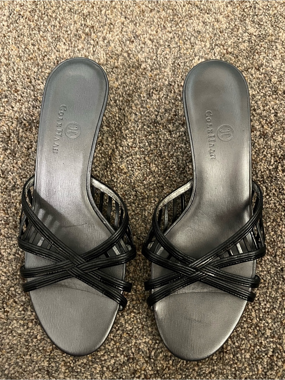 Cole Haan Black Strappy Mule Slides